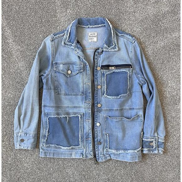 ZADIG & VOLTAIRE Kick Destroy Zip Jacket Jacket Patchwork Pockets Womens Size M - Picture 2 of 8